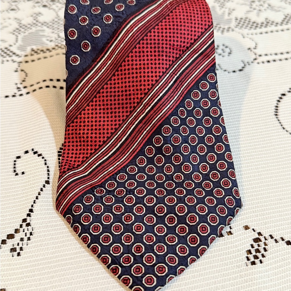 Yves Saint Laurent Red and Blue Silk Ties Classic Design